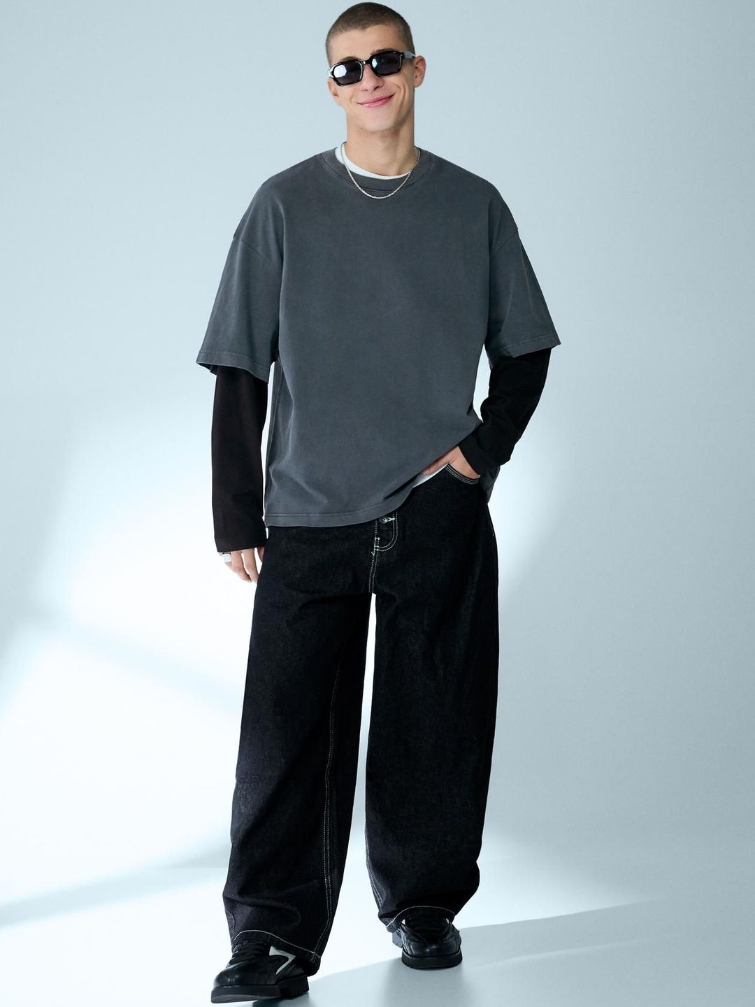 Double sleeve print T-shirt