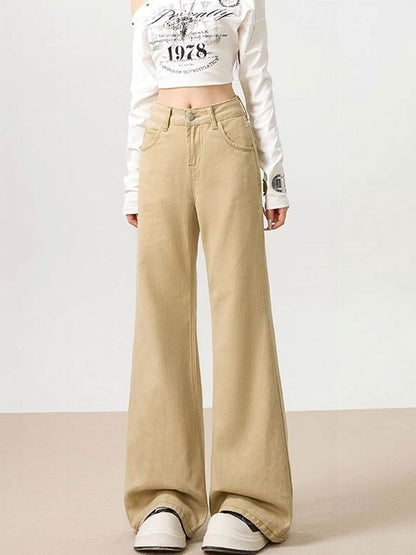 Women Wide Leg High-Rise Light Fade Jeans