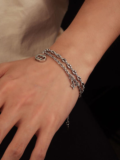 Men Handcrafted Silver-Plated Link Bracelet