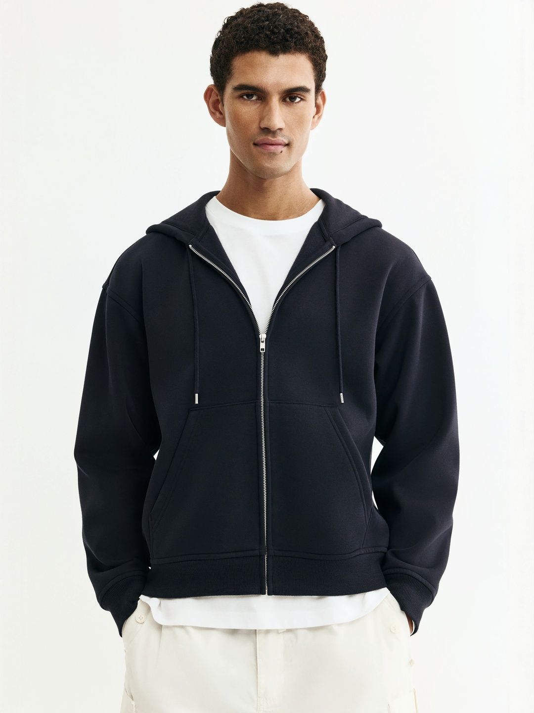 Men Loose Fit Zip-Through Hooded sweatshirt