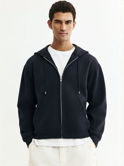 Men Loose Fit Zip-Through Hooded sweatshirt