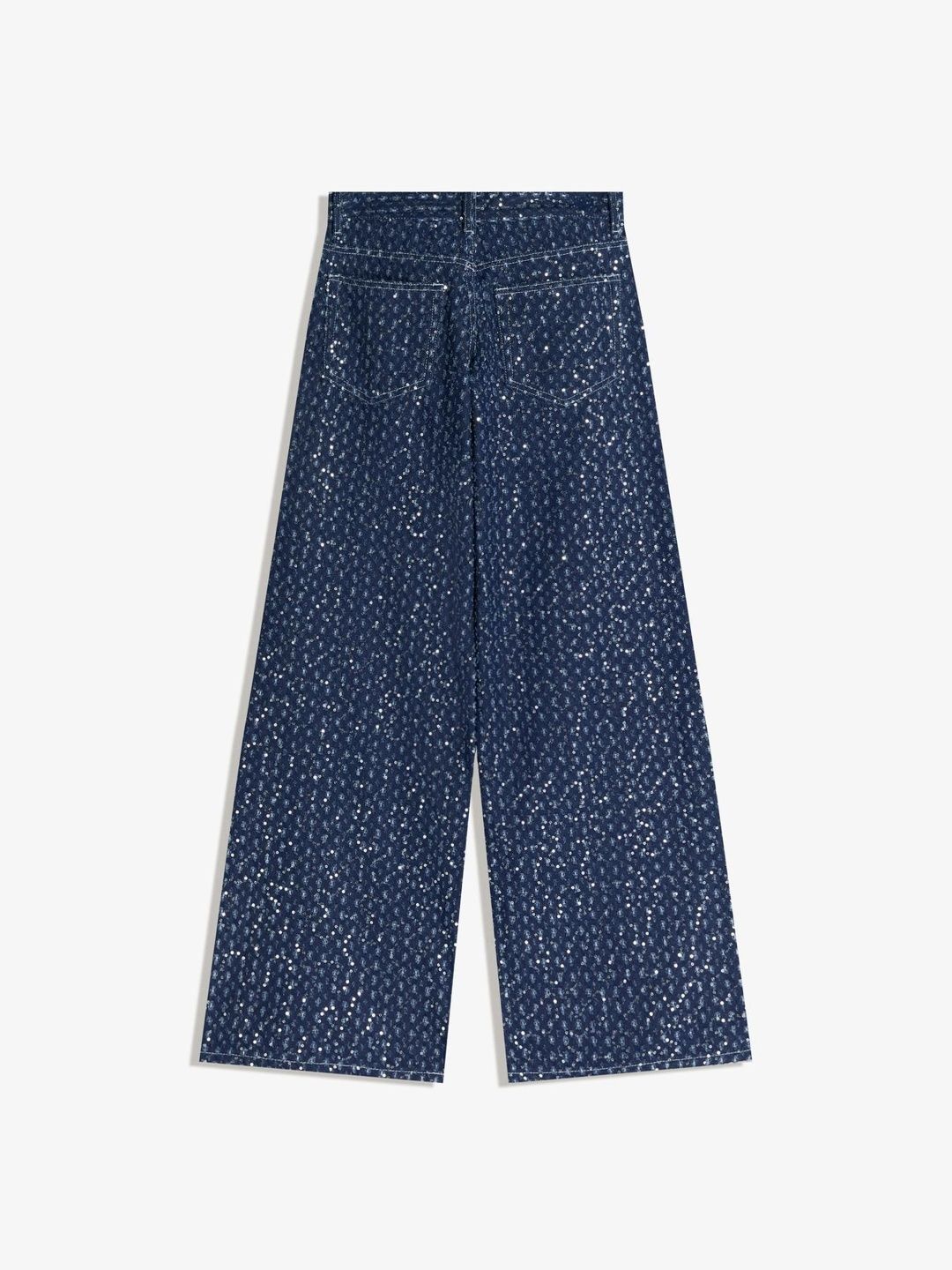 Women Wide Leg Mid-Rise Embellished Clean Look No Fade Medium Shade Jeans