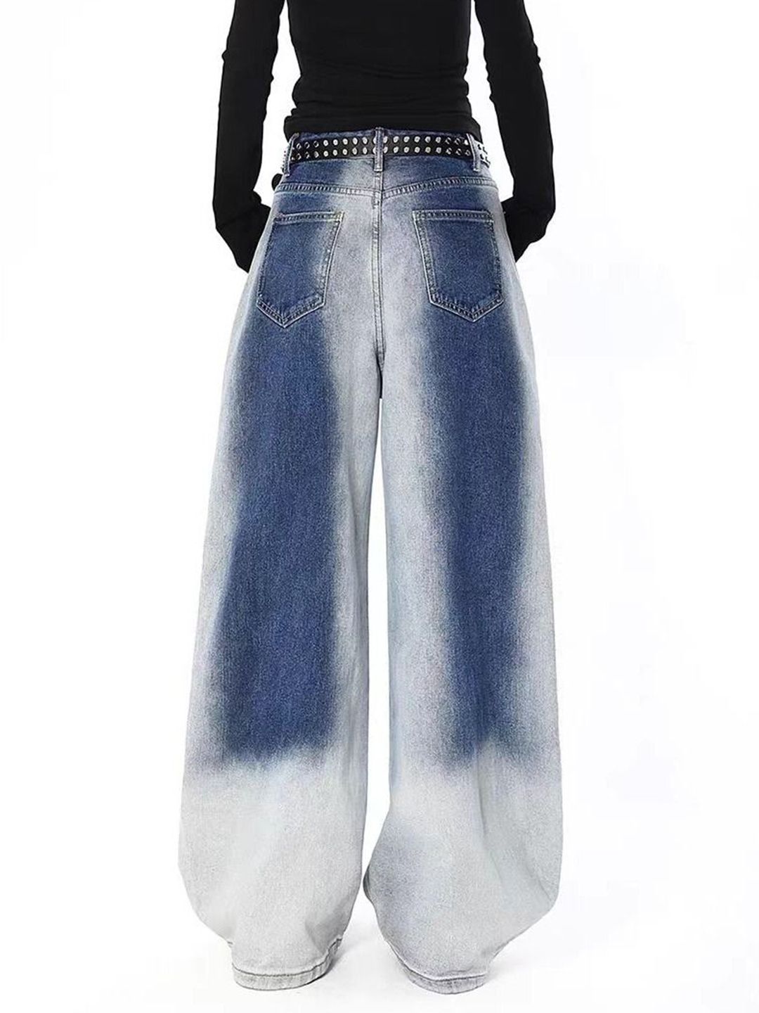Women Wide Leg Mid-Rise Heavy Fade Jeans