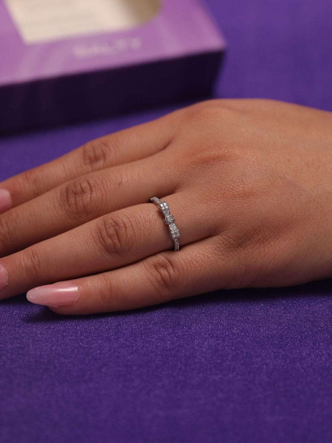 SALTY Margaret Silver Plated Stone Studded Finger Ring