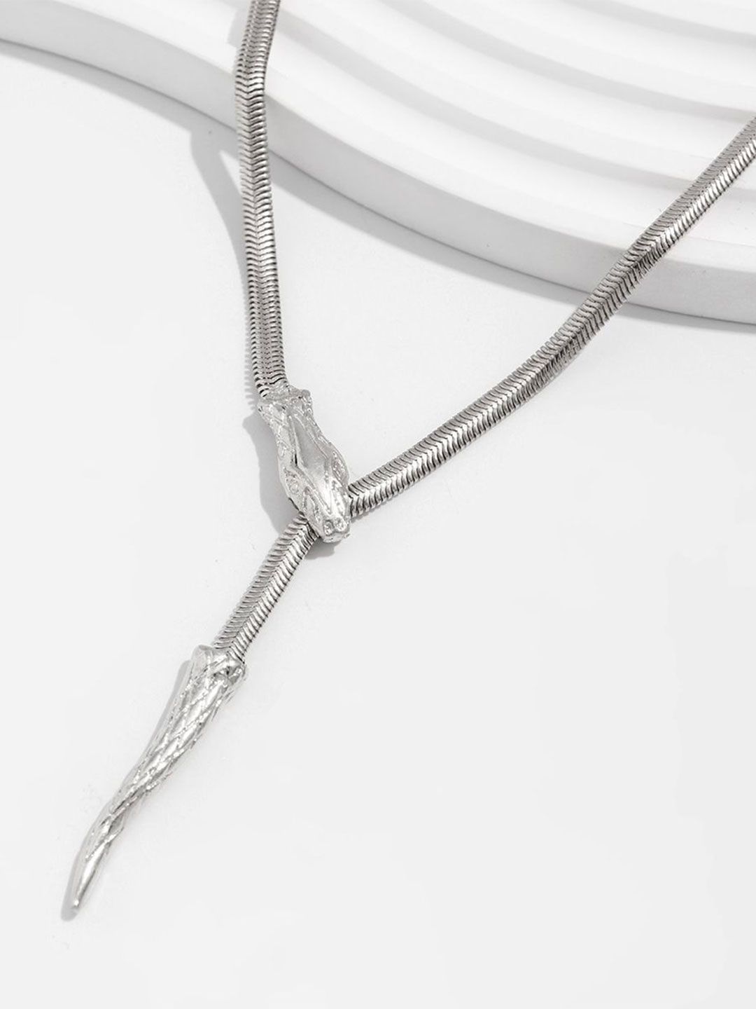 Silver-Plated  Stainless Steel Statement Chain