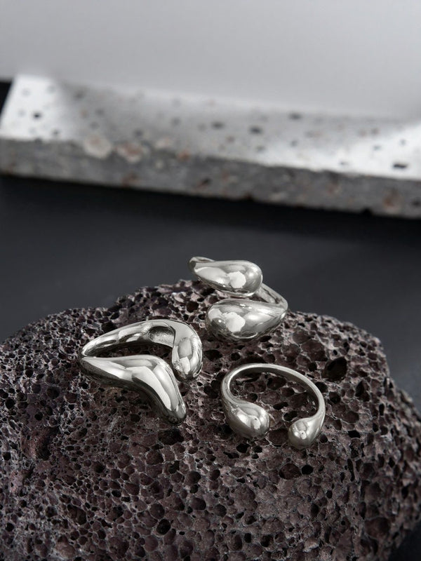 Men Set Of 3 Silver-Plated Finger Ring