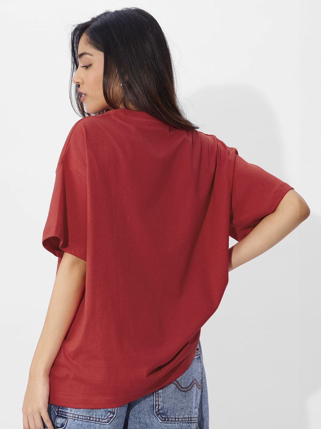 Women Oversized Inside Out Red Tshirts