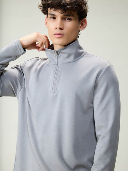 Cava Grey Modal Quarter Zip Sweatshirt