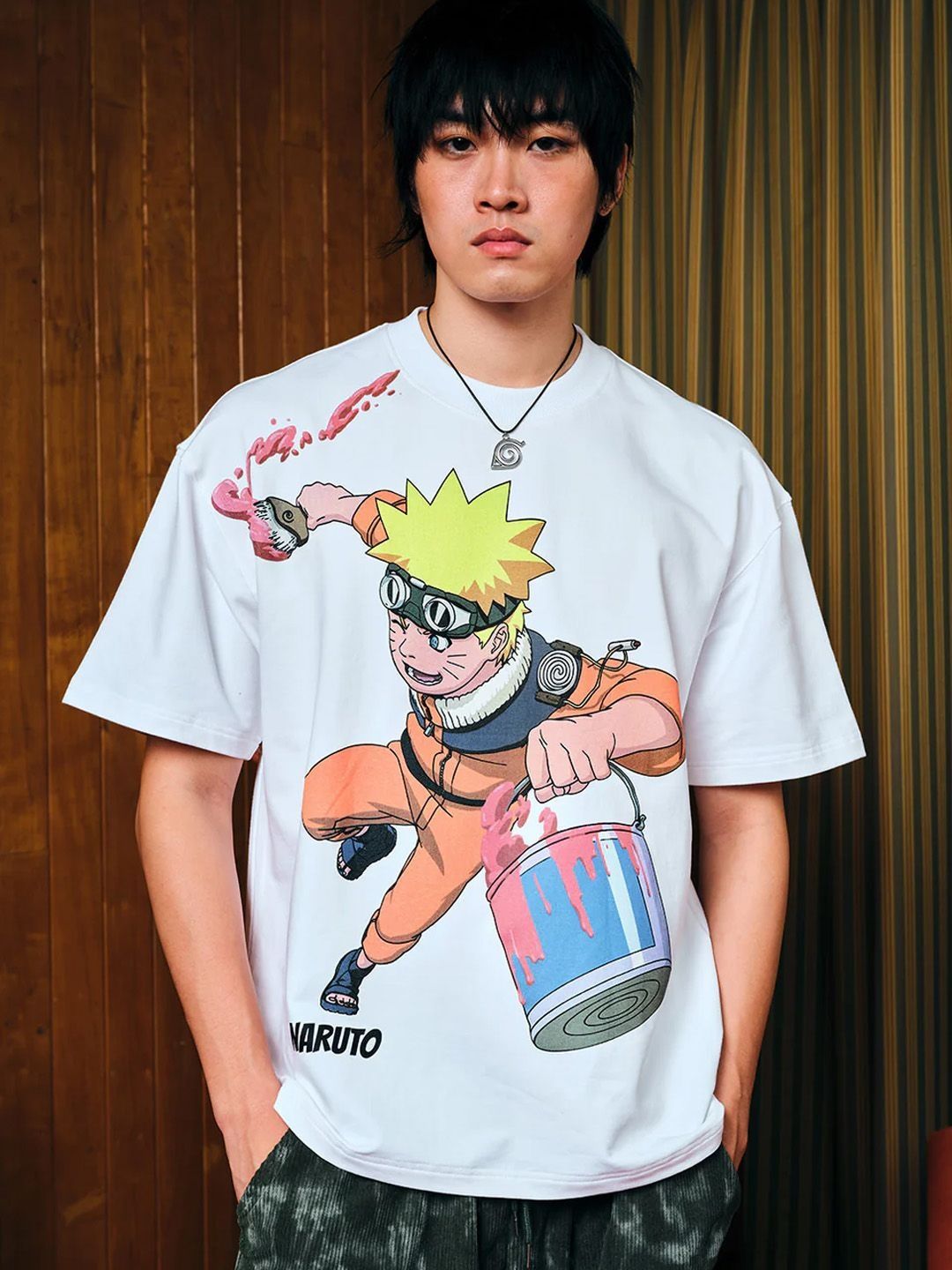 Men Naruto Printed Oversized T-shirt