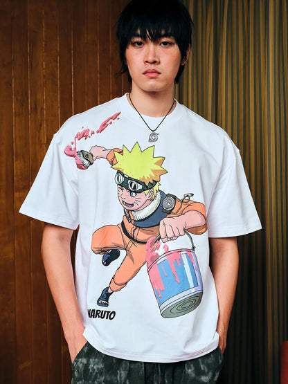 Men Naruto Printed Oversized T-shirt