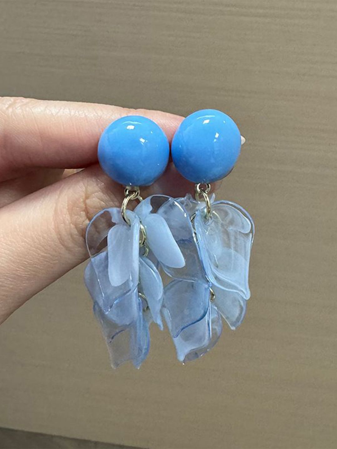 Artificial Beads Beaded Leaf Shaped Drop Earrings