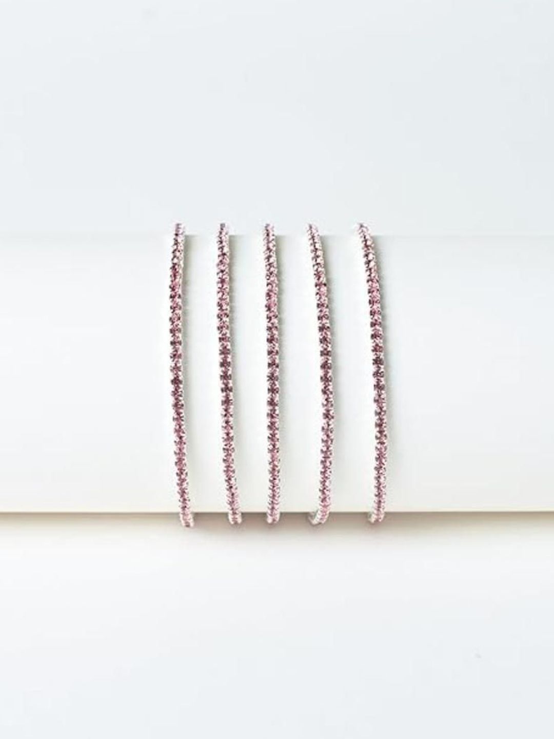 SALTY Women Set of 5 Stone Studded Rich Mulberry Stretchable Elasticated Bracelets