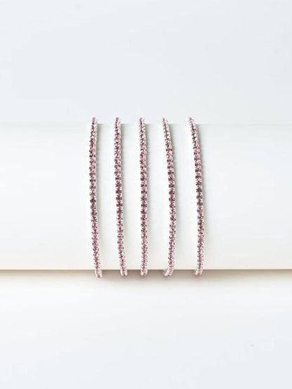 SALTY Women Set of 5 Stone Studded Rich Mulberry Stretchable Elasticated Bracelets