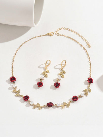 Gold-Plated Stone Studded and Beaded Jewellery Set