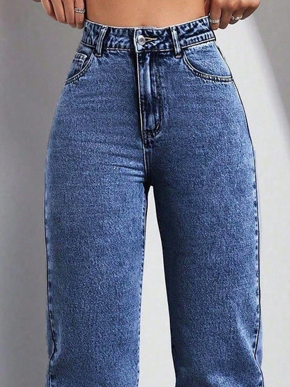 Women Classic Straight Fit High-Rise Light Fade Stretchable Jeans