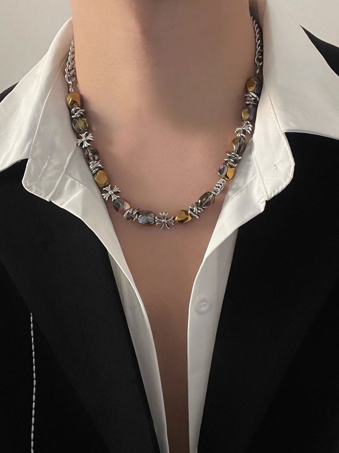 Silver-Plated Enamelled Necklace