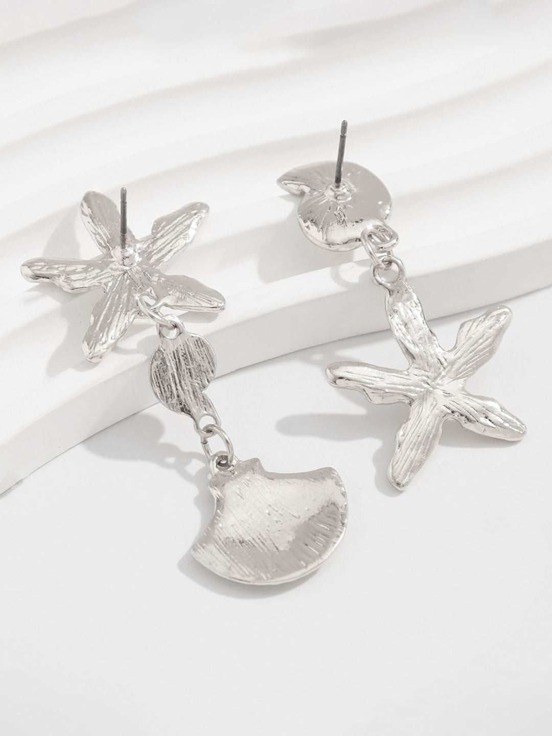 Silver-Plated Contemporary Drop Earrings