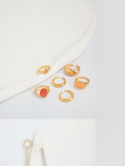 Women Set Of 6 Gold-Plated Stones Studded Finger Ring