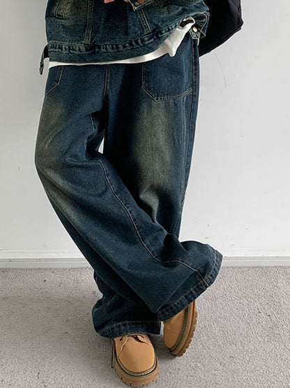 Men Wide Leg Medium Fade Jeans