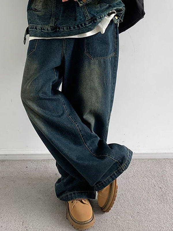 Men Wide Leg Medium Fade Jeans