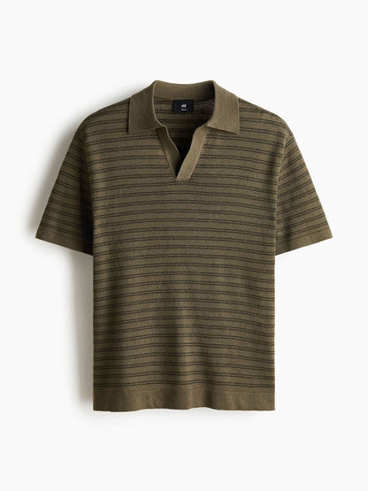Linen-blend polo shirt