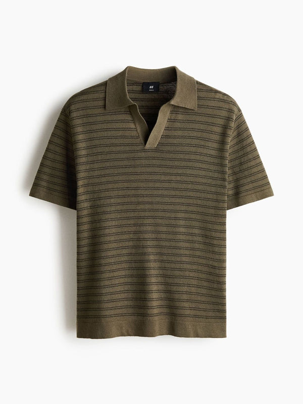 Linen-blend polo shirt
