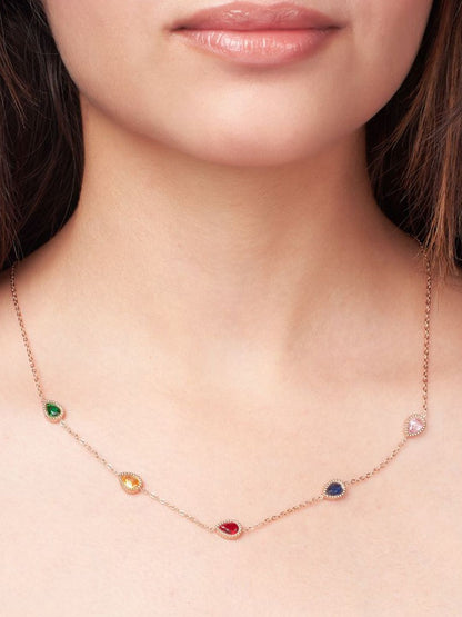 SALTY Stainless Steel Serenity Stone Studded Necklace