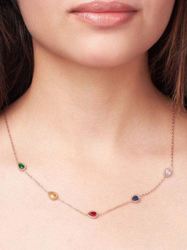 SALTY Stainless Steel Serenity Stone Studded Necklace