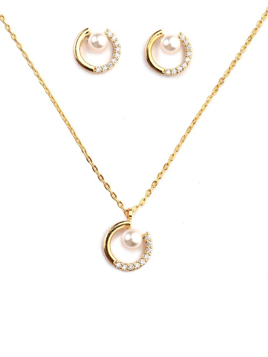 SALTY Gold-Plated Beaded Necklace and Earrings