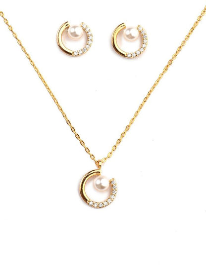 SALTY Gold-Plated Beaded Necklace and Earrings