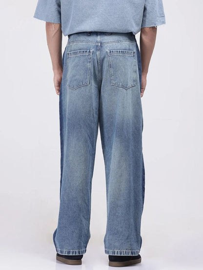 Men Comfort Light Fade Baggy Crinkle Clean Look Jeans