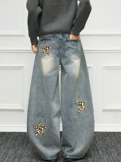Men Wide Leg Mid-Rise Light Fade Printed Jeans