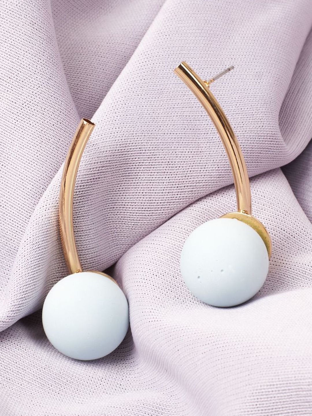SALTY Beaded Spherical Celestial Curve Drop Earrings