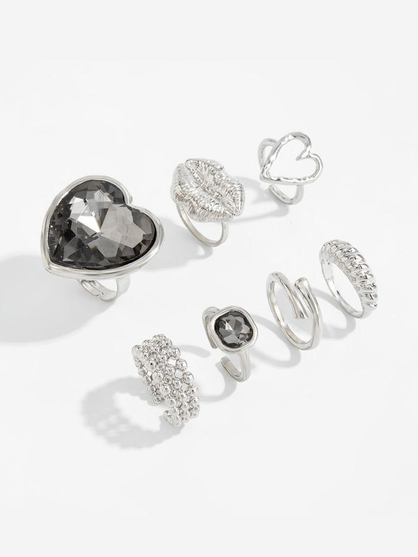 Set of 7 Silver-Plated Finger Ring