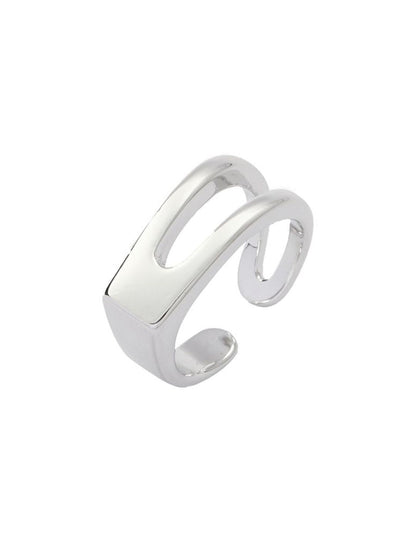 SALTY Silver Signet Initial Ring For Women & Girls Stylish Adjustable Finger Ring