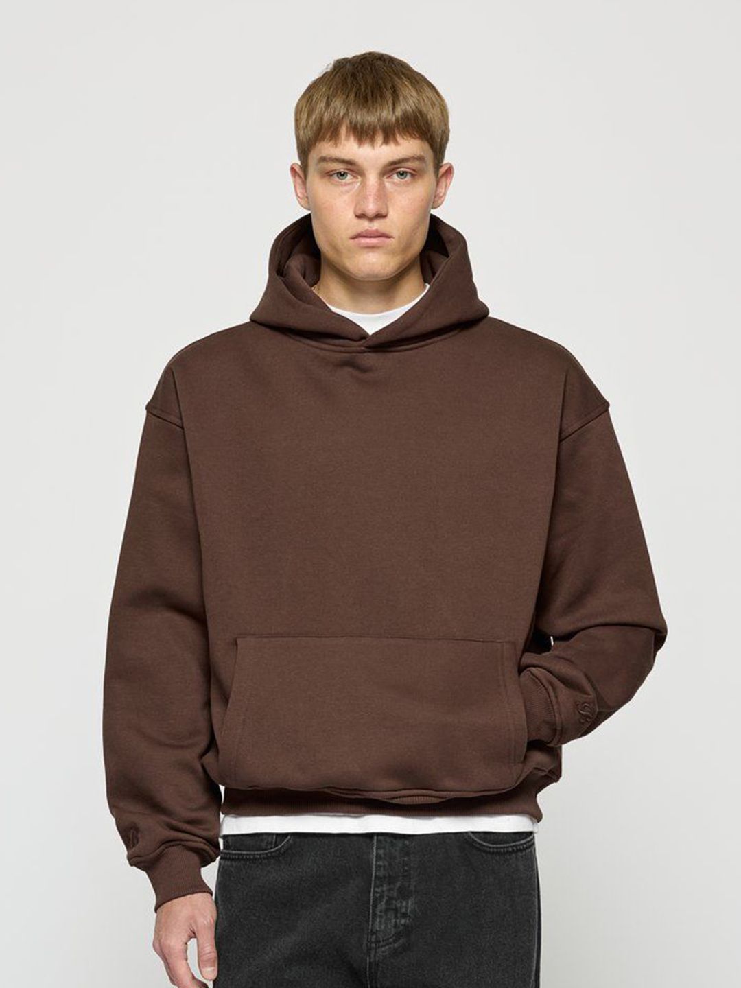 Men Cotton Solid Hooded Sweatshirt