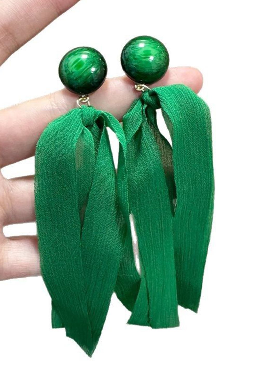 Artificial Stones Studded Circular Shaped Drop Earrings