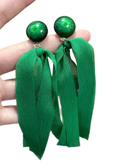 Artificial Stones Studded Circular Shaped Drop Earrings