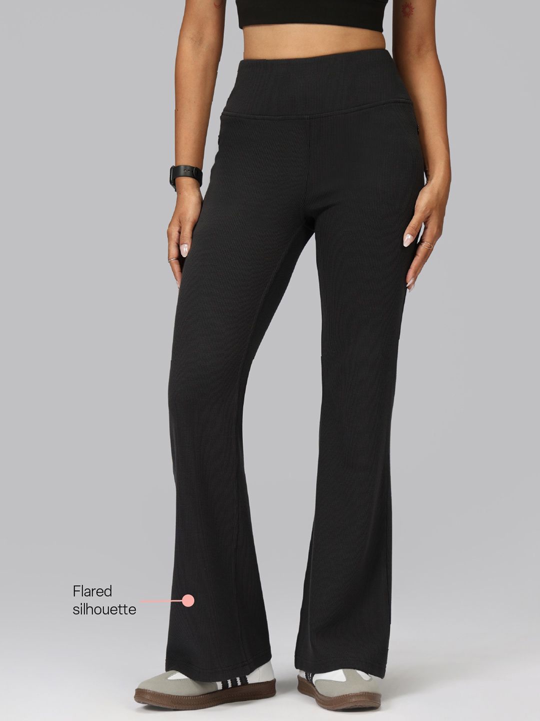 Women High-Rise RibSupreme Flare Regular Pants
