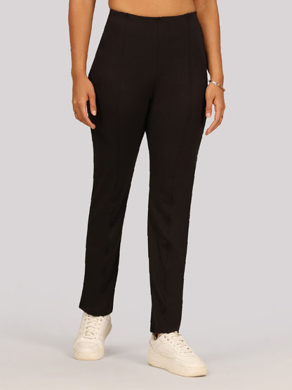 Women Comfort Straight Fit High Rise Wrinkle Free Trousers