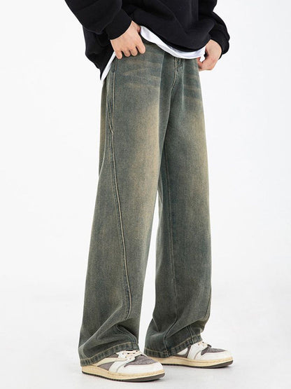 Men Wide Leg Mid-Rise Jeans
