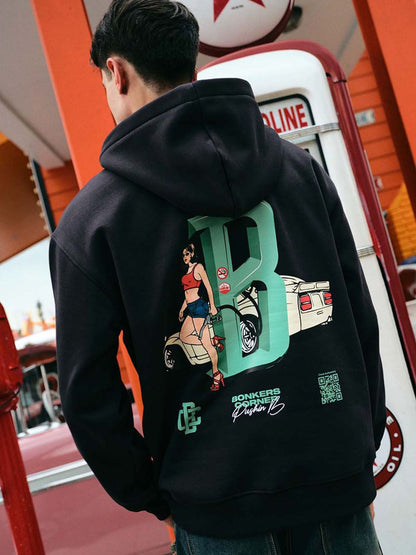 Men Printed Hooded Pullover Sweatshirt