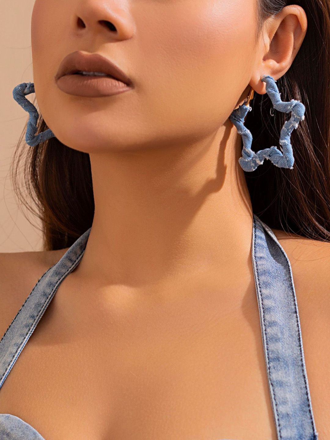 Star Shaped Half Hoop Earrings