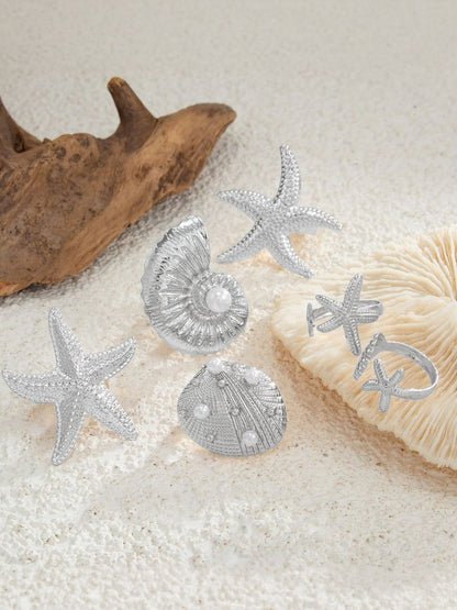 Women Set Of 6 Silver Plated Finger Rings
