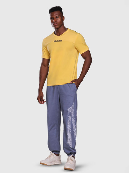 Men Printed Wide-Leg Mid-Rise Acid Wash Joggers