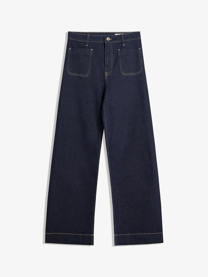 Seamless Wide-leg Jeans With Pockets