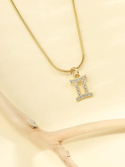 SALTY Gemini Cosmic Zodiac Artificial Stones Studded Pendant With Neck Chain