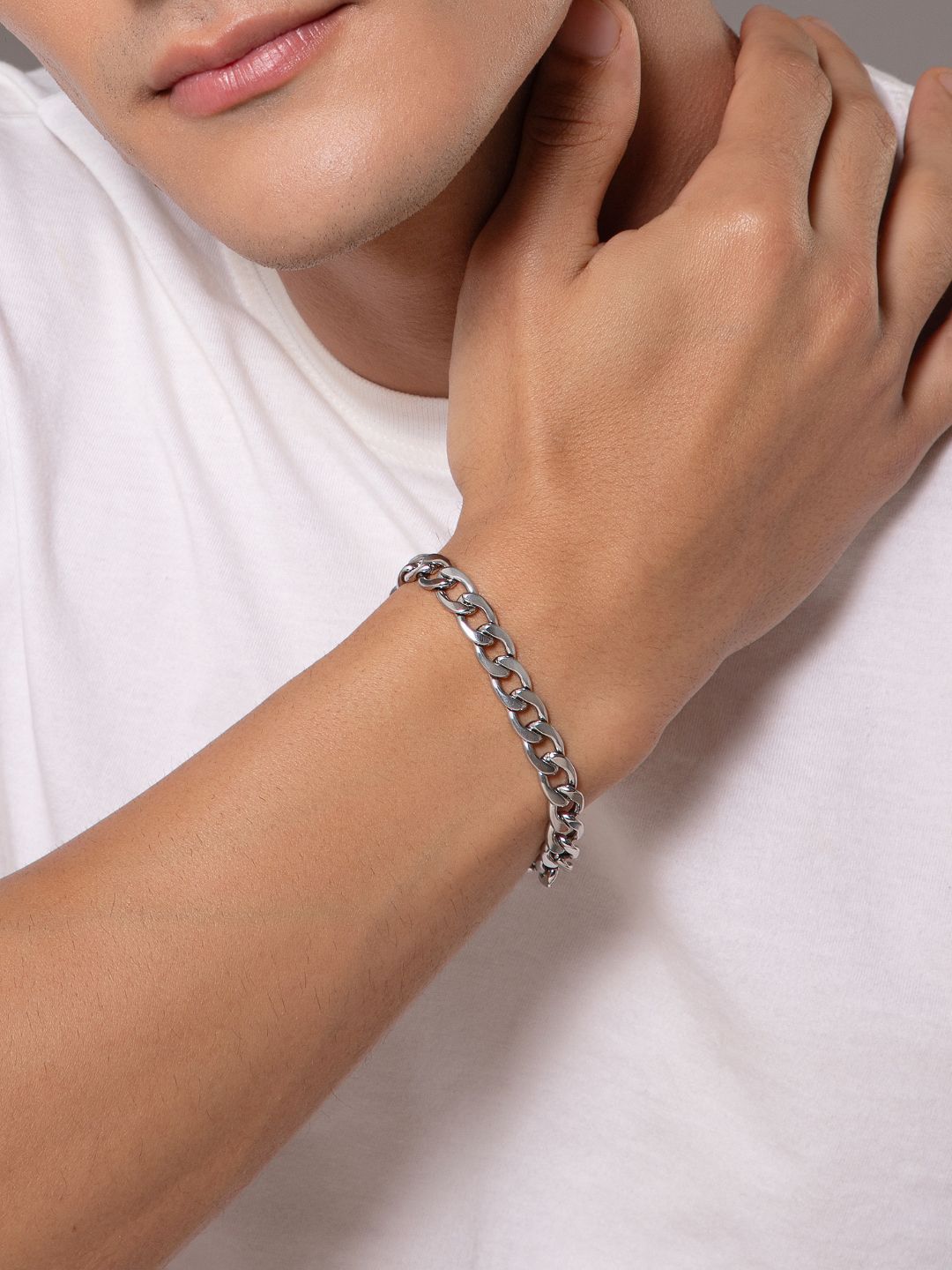 SALTY Pack of 2 Men Classic Cuban Silver Bracelet