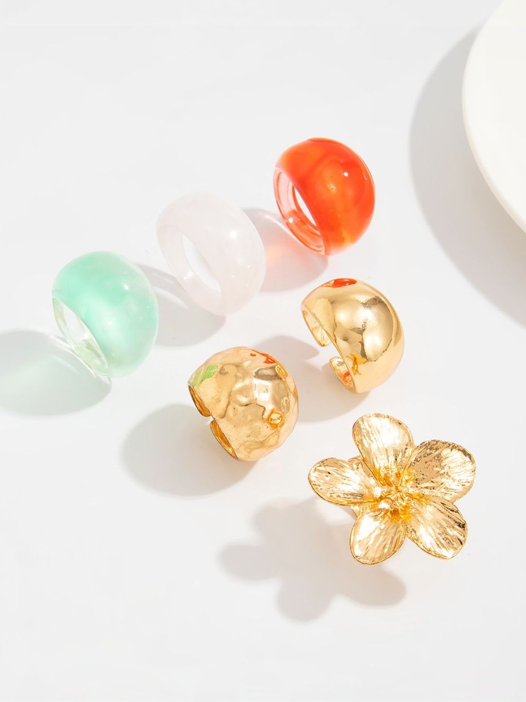 Set Of 6 Gold-Plated Finger Rings