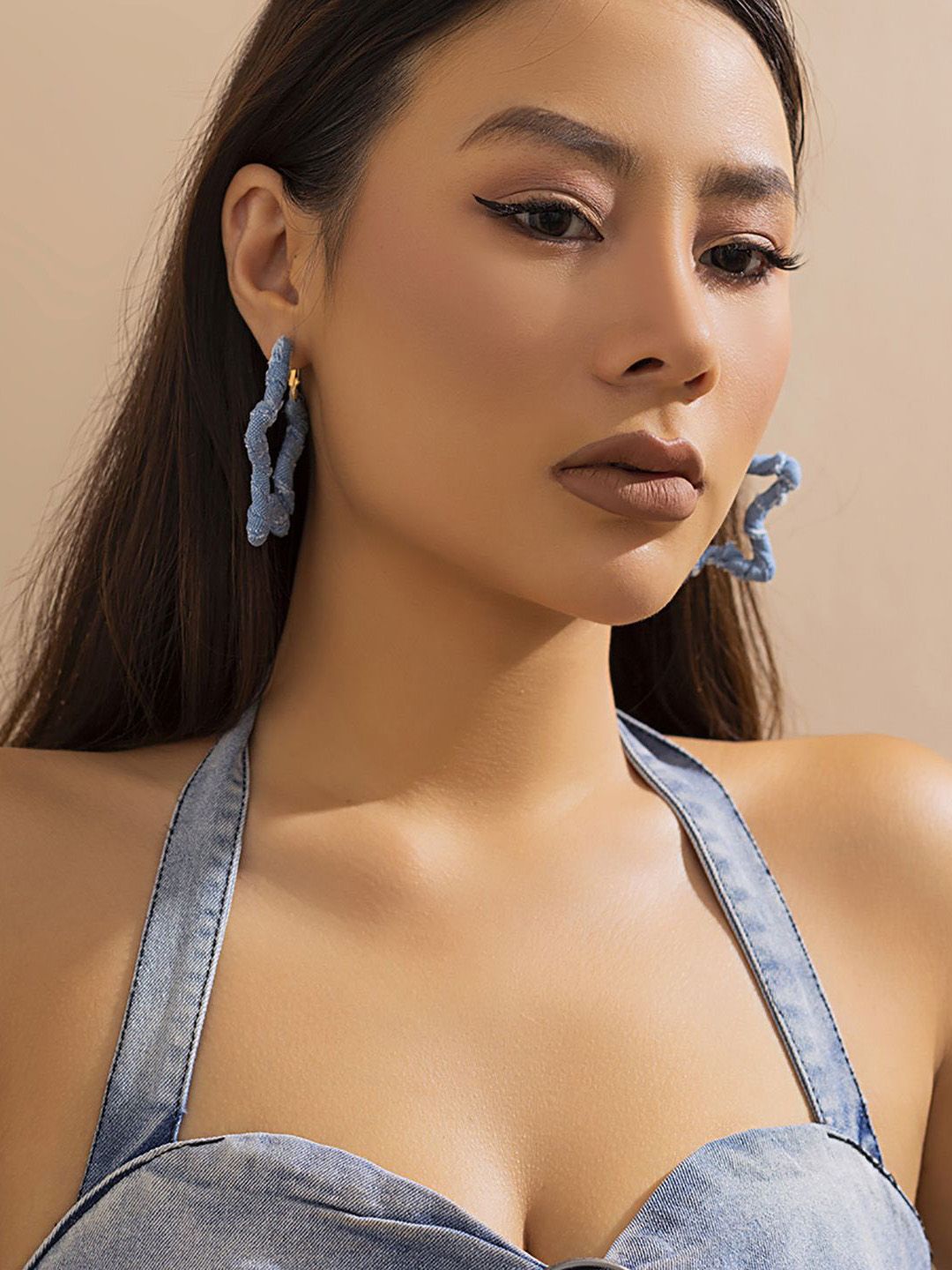 Star Shaped Half Hoop Earrings